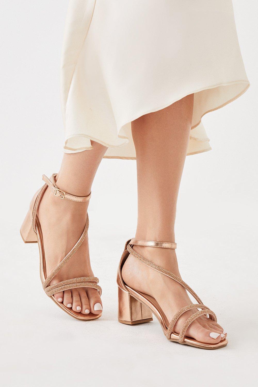 Rose gold heeled store sandals wide fit